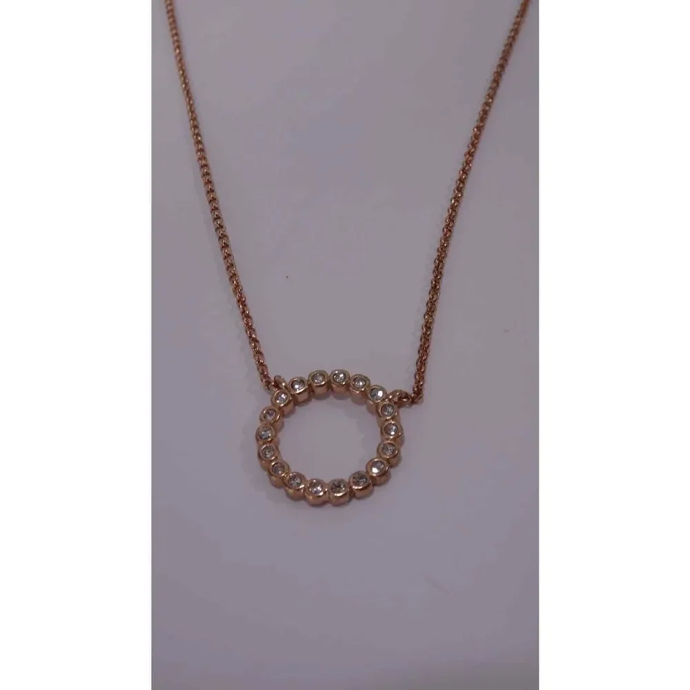 Banana Republic Women's Rose Gold Pave Circle Pendant Necklace NWT 48